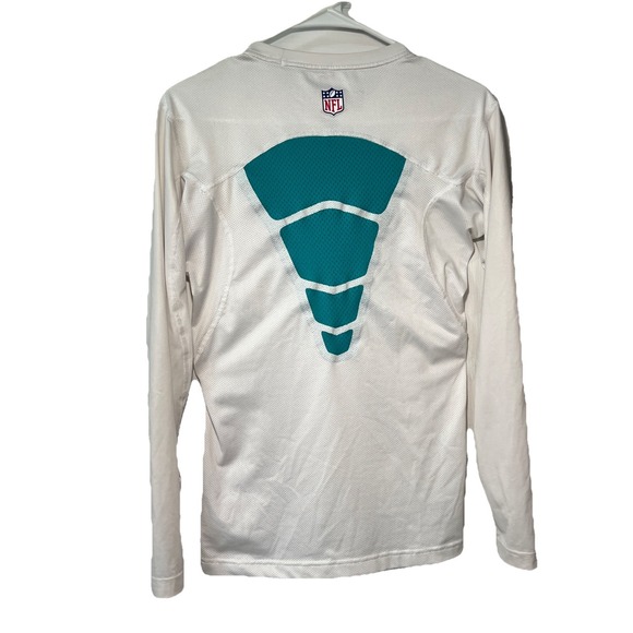 NFL MIAMI DOLPHINS Game Used White‎ NIKE L/S Compression DRI-FIT Size Medium - Picture 2 of 7